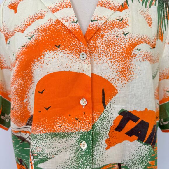 ALEMAIS x Alan Berry Rhys Bungalow Linen Button-Down Shirt Top US 4 Oversized - Picture 4 of 13